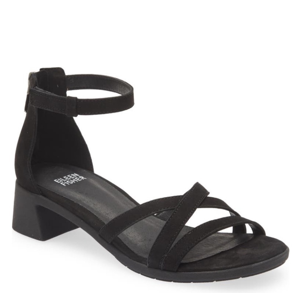 NEW! Eileen Fisher Black Noni Sandal - Size 8.5